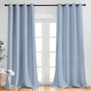 imageNICETOWN Vintage Blue Blackout Curtains 108 inches Long for Bedroom  Grommet Triple Weave Energy Saving Solid Drapes Sound Reducing Window Treatments for Living Room W52 x L108 2 Panels