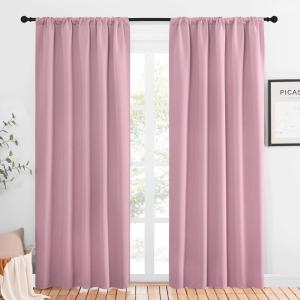 imageNICETOWN Window Curtains Blackout Drapes Rouge Pink 1 Pair 52 by 84Inch Thermal Insulated Solid Rod Pocket Blackout CurtainsDraperies for Living Room