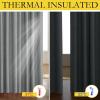 imageNICETOWN Vintage Open Linen Weave Flax Thermal Curtains Dove Grey 34 Wide Per Panel Set of 2 100 Blackout Curtains 60 Long for Dining Room Soundproof Window Treatment Drapes for Cupboard