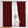 imageNICETOWN Burgundy Blackout Curtains Grommet  Home Decorations Thermal Insulated Solid Grommet Top Blackout Living Room PanelsDrapes for Gift One Pair 52 x 84Inch Red