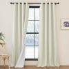 imageNICETOWN Faux Linen 100 Blackout 108 inch Curtains for Bedroom Silver Grommet 2 Layers with White Liner Window Treatments Sound Reducing Drapes for Living Room Natural W52 x L108 2 Panels