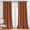 imageNICETOWN Room Darkening Curtain Drapes  Grommet Top Elegant Thermal Insulated Solid Energy Saving Window Treatment for Kids RoomLiving Room Burnt Orange 1 Pair W52 x L95