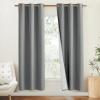imageNICETOWN Vintage Open Linen Weave Flax Thermal Curtains Dove Grey 34 Wide Per Panel Set of 2 100 Blackout Curtains 60 Long for Dining Room Soundproof Window Treatment Drapes for Cupboard