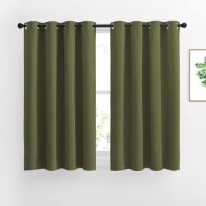 imageNICETOWN 45 inches Bedroom Curtains Panels  Functional Blackout CurtainsPanels for Bedroom Thermal Insulated Privacy Assured 2 Pieces 52 x 45 inches in Olive Green
