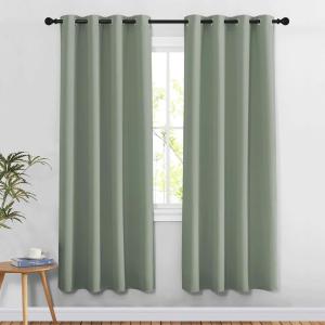 imageNICETOWN Blackout 78 inch Curtains for Doorway 2 Panels Set Grommet Thermal Insulated Room Darkening Door Curtains Sound Reducing for BedroomHome Office Sage Green W52 x L78