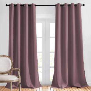 imageNICETOWN Blackout Curtains 90 inch Length Sound Reducing Thermal Insulated Grommet Room Darkening Window Treatments for BedroomLiving Room 2 Panels W52 x L90 Dry Rose