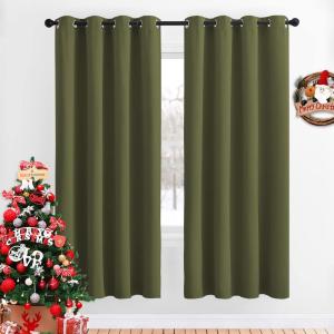 imageNICETOWN Blackout Curtains for Girls Room  Thermal Insulated Solid Grommet Room Darkening CurtainsPanelsDrape for Bedroom Olive Green 1 Pair 52 by 72Inch