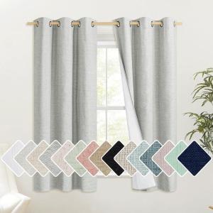 imageNICETOWN Grey 100 Blackout Curtain Panels Set of 2 42 Wide by 63 Long Thermal Insulated White Thermal Insulated Liner Drapes for Nursery Noise Reducing and Cold Blocking Drapes for Windows