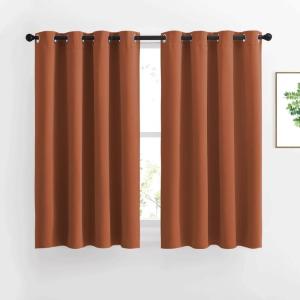 imageNICETOWN Kitchen Window Curtains Over Sink  Grommet Blackout Solid Vertical Small Curtains amp Drapes Noise Reducing for Laundry Burnt Orange W52 x L45 2 Panels