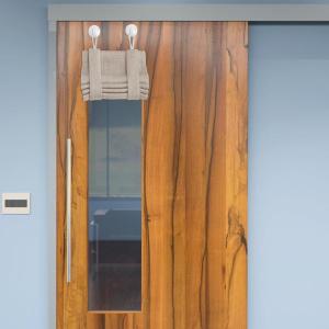 imageNICETOWN Linen Blackout Classroom Door Curtains Privacy Classroom Window Covering Thermal Insulate with Self Adhesive Hooks for Patio Glass Front Door 10 x 30 inches Grey 1 PanelAngora