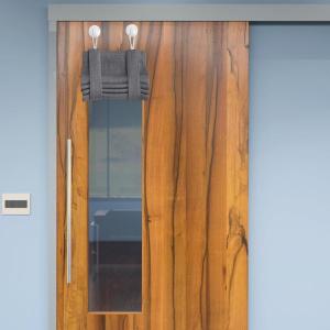 imageNICETOWN Linen Blackout Classroom Door Curtains Privacy Classroom Window Covering Thermal Insulate with Self Adhesive Hooks for Patio Glass Front Door 10 x 30 inches Grey 1 PanelGrey