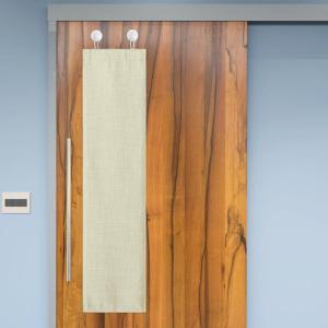 imageNICETOWN Linen Blackout Classroom Door Curtains Privacy Classroom Window Covering Thermal Insulate with Self Adhesive Hooks for Patio Glass Front Door 10 x 30 inches Grey 1 PanelBeige