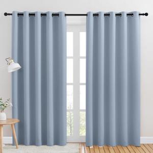 imageNICETOWN Room Darkening Draperies Window Curtain Panels Vintage Blue 2 Panels W60 x L84 inch Thermal Insulated Grommet Room Darkening Curtains for Bedroom
