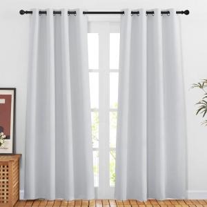 imageNICETOWN Room Darkening Privacy Doorway Curtains  Grommet Thermal Insulated Light Blocking Window Treatments for BedroomLiving Room W46 x L80 2 Panels Greyish White