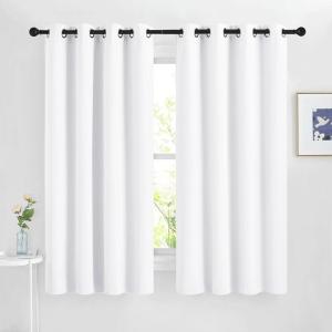 imageNICETOWN White Curtains for Living Room Grommet 50 Blackout Thermal Insulated Window Treatment Solid Sound Reducing Drapes for BedroomNursery Set of 2 W46 x L63 2 Panels