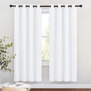 imageNICETOWN White Room Darkening Draperies and Curtains  Home Fashion Energy Saving Grommet Top Room Darkening Drape Panels for Bedroom Set of 2 46 by 72 Inch White