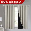 imageNICETOWN 100 Blackout Curtains 54 inches Long DoubleDeck Completely Blackout Window Treatment Thermal Insulated Lined Drapes for Small Window Natural 1 Pair 52 inches Width Each Panel
