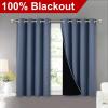 imageNICETOWN 100 Blackout Curtains with Black Liners Thermal Insulated Full Blackout 2Layer Lined Drapes Energy Efficiency Window Draperies for Boys Room Stone Blue 2 Panels 52inch by 45inch