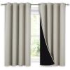 imageNICETOWN 100 Blackout Curtains 54 inches Long DoubleDeck Completely Blackout Window Treatment Thermal Insulated Lined Drapes for Small Window Natural 1 Pair 52 inches Width Each Panel