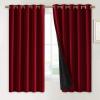 imageNICETOWN 100 Blackout Curtains with Black Liners Burgundy Red 2 Panels 62inch W by 63inch L Thermal Insulated Full Blackout 2Layer Lined Drapes Energy Efficiency Window Draperies for Bedroom