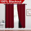 imageNICETOWN 100 Blackout Window Curtain Panels Burgundy Red 2 Pieces 42inch Wide Per Panel Full Light Blocking Drapes with Black Liner for Nursery 72inch Drop Thermal Insulated Draperies