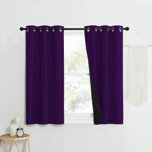 imageNICETOWN 100 Blackout Curtains with Black Liner Backing Thermal Insulated Curtains for Living Room Noise Reducing Drapes Royal Purple 37 Wide x 50 Long Per Panel Set of 2 Panels