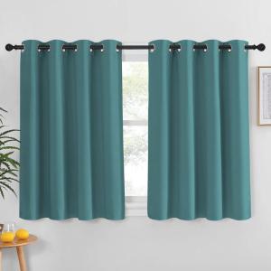 imageNICETOWN Blackout Curtain for Kids Room  Triple Weave Microfiber Home Thermal Insulated Solid Ring Top Blackout PanelDrape for BedroomSea Teal 1 Panel 52 x 54 inches