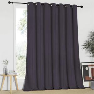 imageNICETOWN Blackout Patio Curtains 100 x 95 Inches Long for Sliding Door Extral Wide Blackout Curtain Panels Thermal Insulated Room Divider  Grommet Top 100 W x 95 L 1 Panel Greyish Purple