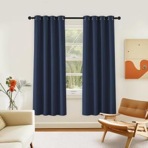 imageNICETOWN Navy Blue Blackout Bedroom Window Curtain Grommet Privacy Window Treatment Energy Saving Thermal Insulated Room Darkening for Boys Room 1 Panel W46 x L72