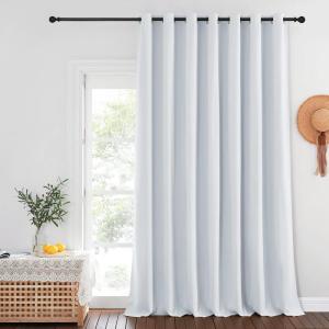 imageNICETOWN Room Darkening Curtain for Sliding Glass Door Energy Saving Extra Wide Room Divider Drape Thermal Insulated for Living RoomGarage Greyish White W100 x L120  inch 1 Piece