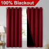 imageNICETOWN Cold Blocking Curtains 100 Blackout Curtain Panels Thermal Insulated Curtains Noise Reducing Drapes for Window Decor Set of 2 Burgundy Red 52 inches Wide by 63 inches Long