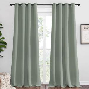 imageNICETOWN Greyish Green Blackout Curtains 96 Long for Office Dining Room Guest Room Sound Reducing Heat and Cold Block Curtain Panels for Modern Room Decorative 55 Wide 2 Pieces