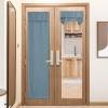 imageNICETOWN French Door Curtains for Window Room Darkening Privacy Thermal Insulated Curtains for Kitchen Farmhouse Linen Door Shade for Office Tie Up Shades 26 X 72 Inches Beige 1 PanelMist Blue