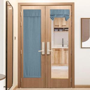 imageNICETOWN French Door Curtains for Window Room Darkening Privacy Thermal Insulated Curtains for Kitchen Farmhouse Linen Door Shade for Office Tie Up Shades 26 X 72 Inches Beige 1 PanelMist Blue