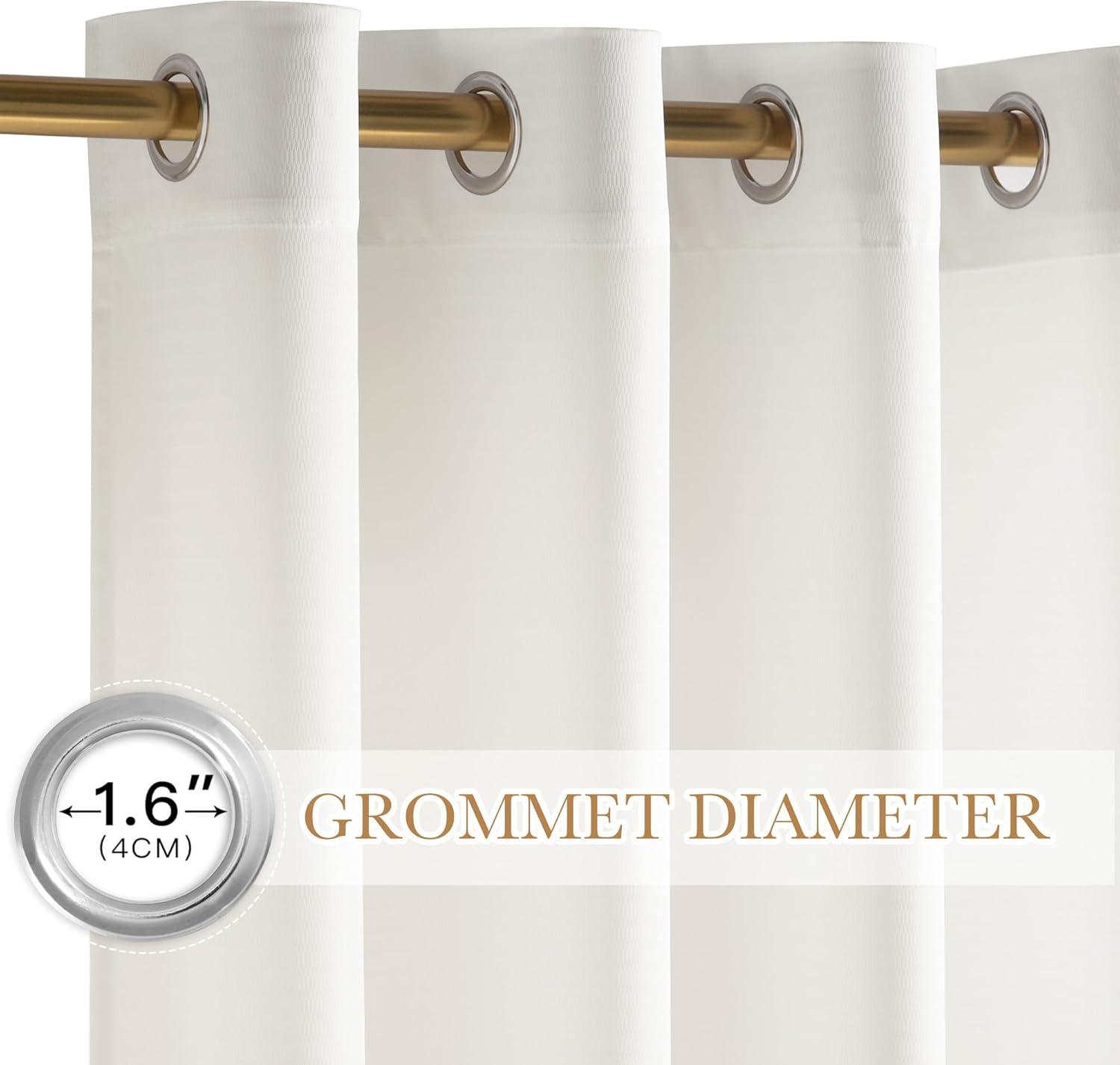 imageNICETOWN Short Sheer Curtains 36 inches Long Privacy Non See Through Drapes for Kitchen 2 Panels Light Filtering Grommet Top Semi Sheer Curtains for Bathroom Office 52 W x 63 L WhiteIvory White