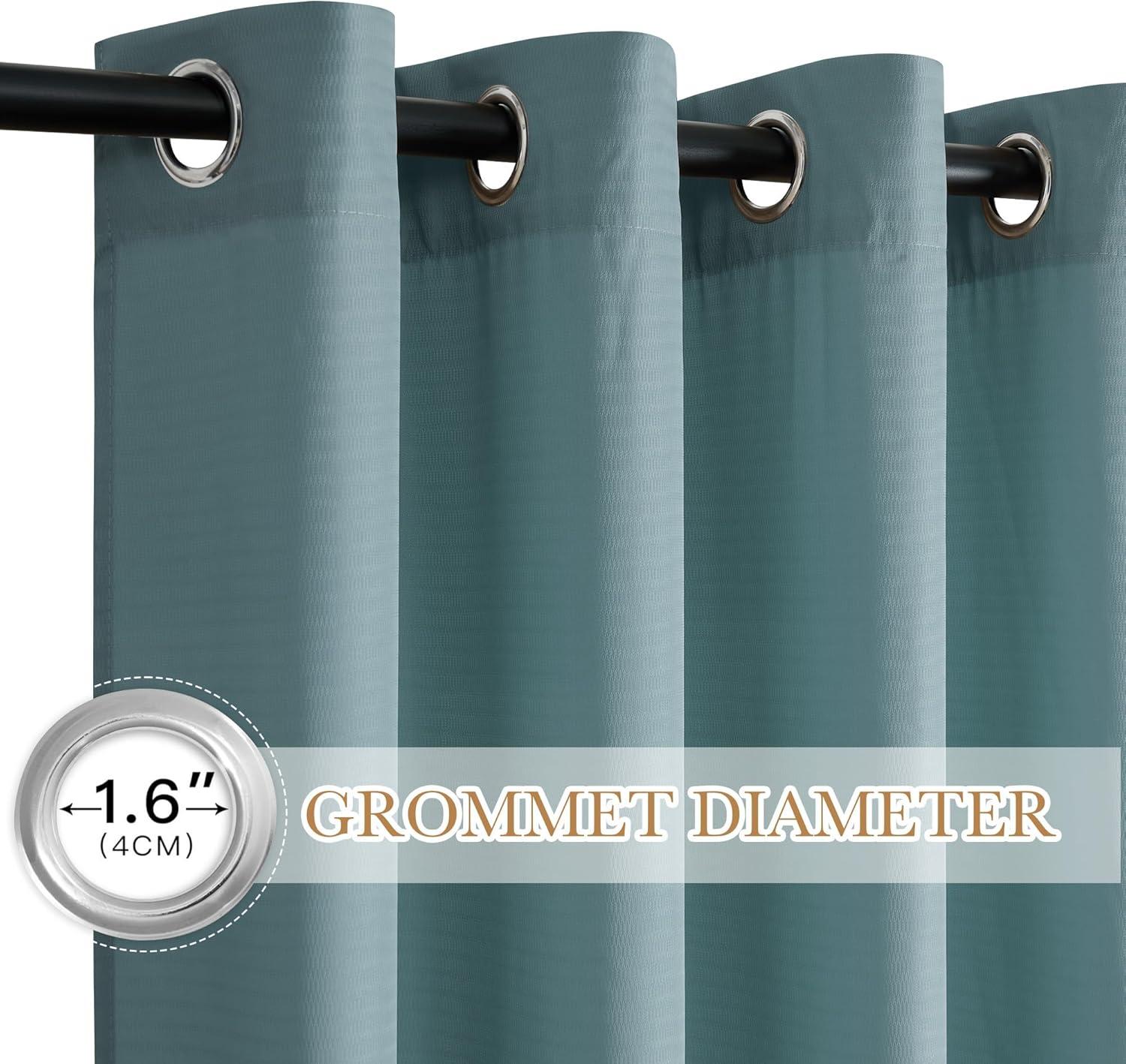 imageNICETOWN Short Sheer Curtains 36 inches Long Privacy Non See Through Drapes for Kitchen 2 Panels Light Filtering Grommet Top Semi Sheer Curtains for Bathroom Office 52 W x 63 L WhiteTurquoise