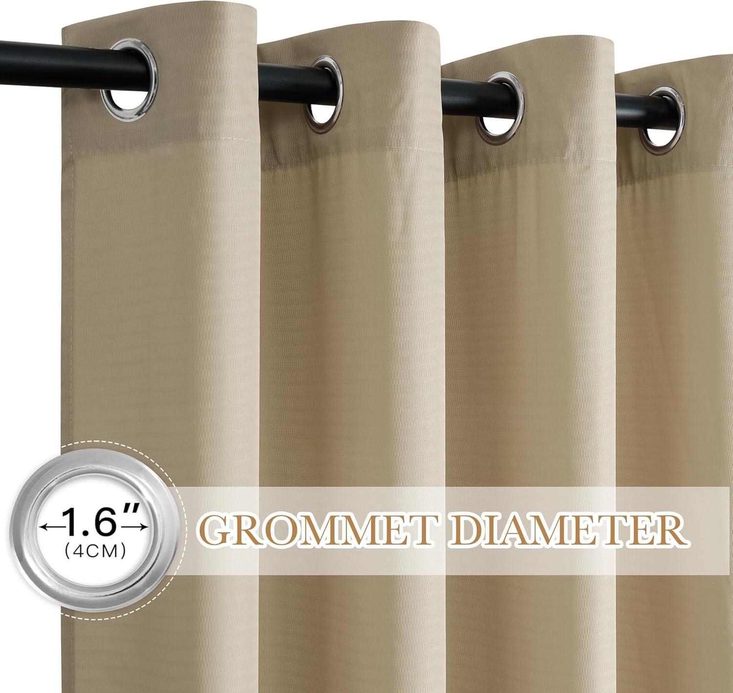 imageNICETOWN Short Sheer Curtains 36 inches Long Privacy Non See Through Drapes for Kitchen 2 Panels Light Filtering Grommet Top Semi Sheer Curtains for Bathroom Office 52 W x 63 L WhiteKhaki