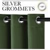 imageNICETOWN Dark Green Blackout Cafe Satin Curtains for Small Windows 42 Wide by 84 Long 2 Panels Grommet Noise Reducing Faux Silk Blackout Drapes for Dining Room
