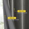 imageNICETOWN Grizzle Gray Vintage Linen 100 Blackout Curtains for Living Room Thermal Insulated Curtains 120 Long Noise Reducing Window Treatment Drapes for Home Office 62 Wide Per Panel Set of 2