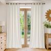 imageNICETOWN Heavy Duty Cream Linen Curtains 96 inch Long Navy Blue Geometric amp Floral Patterned Embroidered Drapes for Living Room Decorative Panels for Nursery Bronze Grommet W52 x L96 Set of 2Cream With Ivory White Embroidery