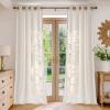 imageNICETOWN Heavy Duty Cream Linen Curtains 96 inch Long Navy Blue Geometric amp Floral Patterned Embroidered Drapes for Living Room Decorative Panels for Nursery Bronze Grommet W52 x L96 Set of 2Cream With Ivory White Embroidery