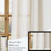 imageNICETOWN Heavy Duty Cream Linen Curtains 96 inch Long Navy Blue Geometric amp Floral Patterned Embroidered Drapes for Living Room Decorative Panels for Nursery Bronze Grommet W52 x L96 Set of 2Cream With Ivory White Embroidery