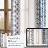 imageNICETOWN Heavy Duty Cream Linen Curtains 96 inch Long Navy Blue Geometric amp Floral Patterned Embroidered Drapes for Living Room Decorative Panels for Nursery Bronze Grommet W52 x L96 Set of 2Cream With Navy Blue Embroidery