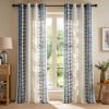 imageNICETOWN Heavy Duty Cream Linen Curtains 96 inch Long Navy Blue Geometric amp Floral Patterned Embroidered Drapes for Living Room Decorative Panels for Nursery Bronze Grommet W52 x L96 Set of 2Cream With Navy Blue Embroidery