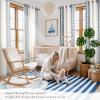 imageNICETOWN Heavy Duty Cream Linen Curtains 96 inch Long Navy Blue Geometric amp Floral Patterned Embroidered Drapes for Living Room Decorative Panels for Nursery Bronze Grommet W52 x L96 Set of 2Cream With Navy Blue Embroidery