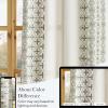 imageNICETOWN Heavy Duty Cream Linen Curtains 96 inch Long Navy Blue Geometric amp Floral Patterned Embroidered Drapes for Living Room Decorative Panels for Nursery Bronze Grommet W52 x L96 Set of 2Cream With Sage Green Embroidery