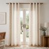 imageNICETOWN Heavy Duty Cream Linen Curtains 96 inch Long Navy Blue Geometric amp Floral Patterned Embroidered Drapes for Living Room Decorative Panels for Nursery Bronze Grommet W52 x L96 Set of 2Cream With Light Sand Embroidery