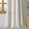 imageNICETOWN Heavy Duty Cream Linen Curtains 96 inch Long Navy Blue Geometric amp Floral Patterned Embroidered Drapes for Living Room Decorative Panels for Nursery Bronze Grommet W52 x L96 Set of 2Cream With Sage Green Embroidery