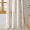 imageNICETOWN Heavy Duty Cream Linen Curtains 96 inch Long Navy Blue Geometric amp Floral Patterned Embroidered Drapes for Living Room Decorative Panels for Nursery Bronze Grommet W52 x L96 Set of 2Cream With Light Sand Embroidery