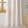 imageNICETOWN Heavy Duty Cream Linen Curtains 96 inch Long Navy Blue Geometric amp Floral Patterned Embroidered Drapes for Living Room Decorative Panels for Nursery Bronze Grommet W52 x L96 Set of 2Cream With Light Sand Embroidery